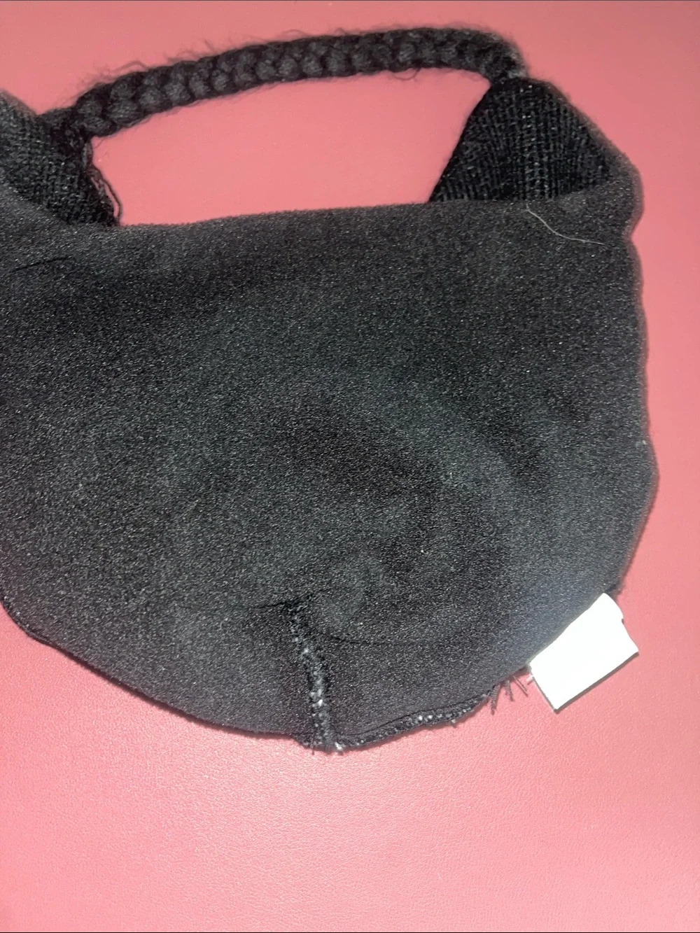 Disney Black Knit Minnie Mouse Earflap Hat with Red Bow